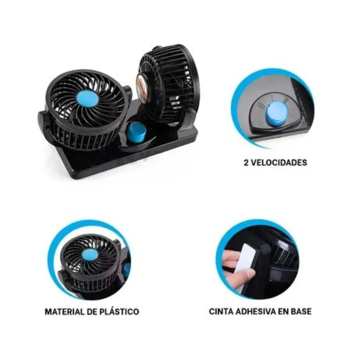 Ventilador 2 en 1 para Carro Giratorio 360 - Aire Fresco en Todas Direcciones